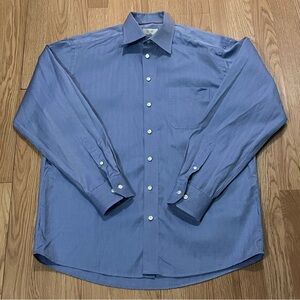 Eton Men’s Classic 16.5/42 Long Sleeve Button Up Shirt Blue Preppy Sweden